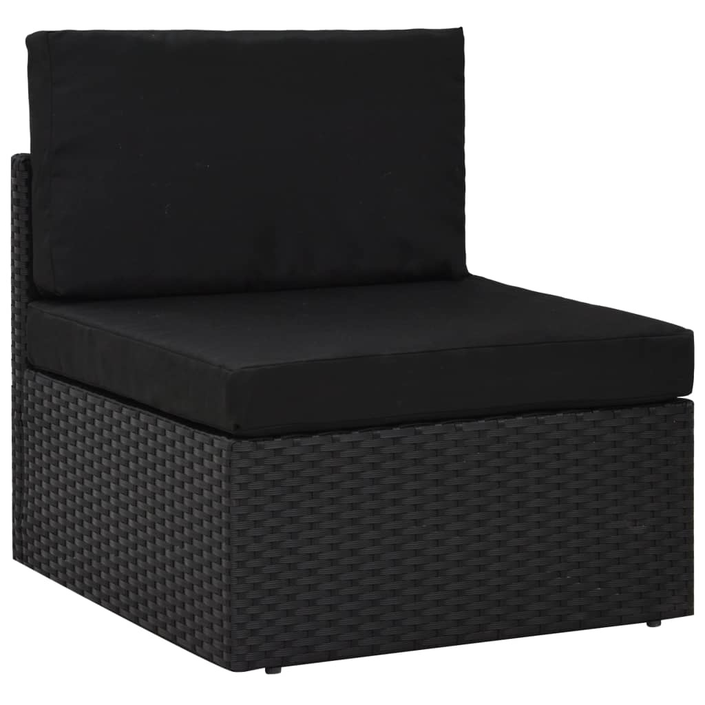 VidaXL 10-delige Loungeset met kussens poly rattan zwart
