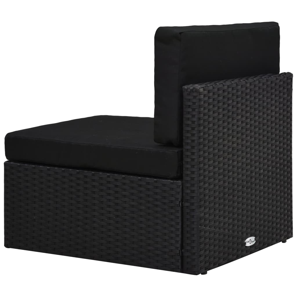 vidaXL 8-delige Loungeset met kussens poly rattan zwart