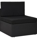 vidaXL 6-delige Loungeset met kussens poly rattan zwart