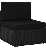 vidaXL 5-delige Loungeset met kussens poly rattan zwart