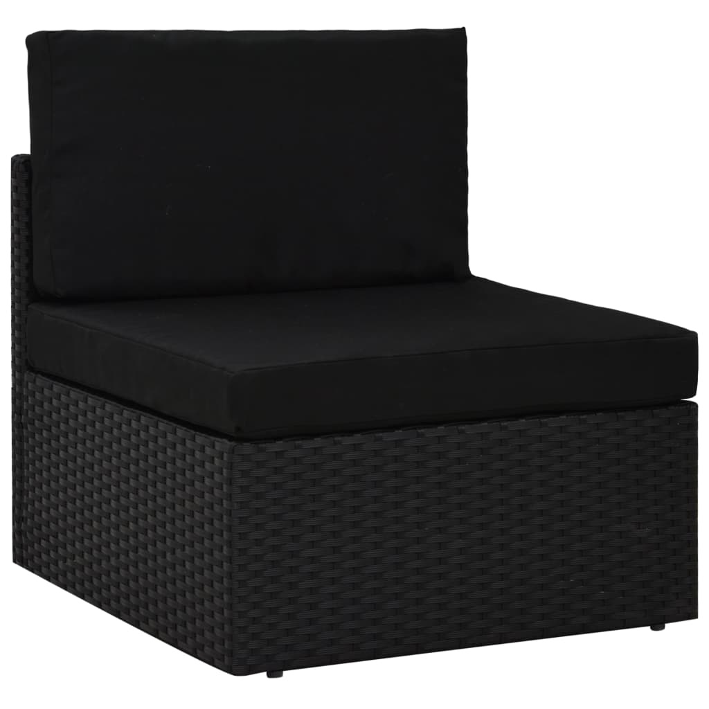 VidaXL 5-delige Loungeset met kussens poly rattan zwart