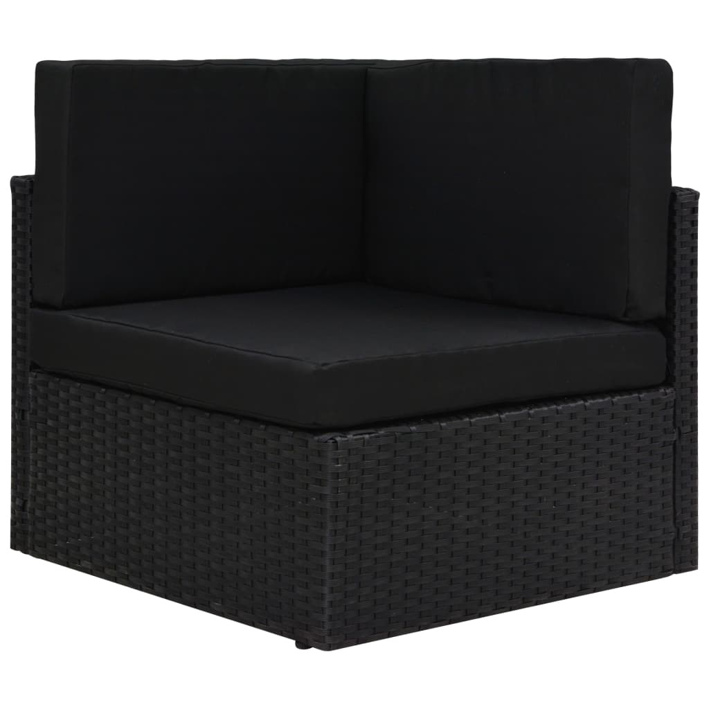 VidaXL 5-delige Loungeset met kussens poly rattan zwart