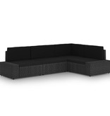 vidaXL 4-delige Loungeset met kussens poly rattan zwart