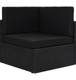 vidaXL 4-delige Loungeset met kussens poly rattan zwart