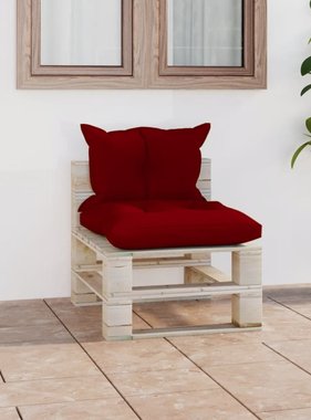 VidaXL Tuinmiddenbank met kussens pallet grenenhout