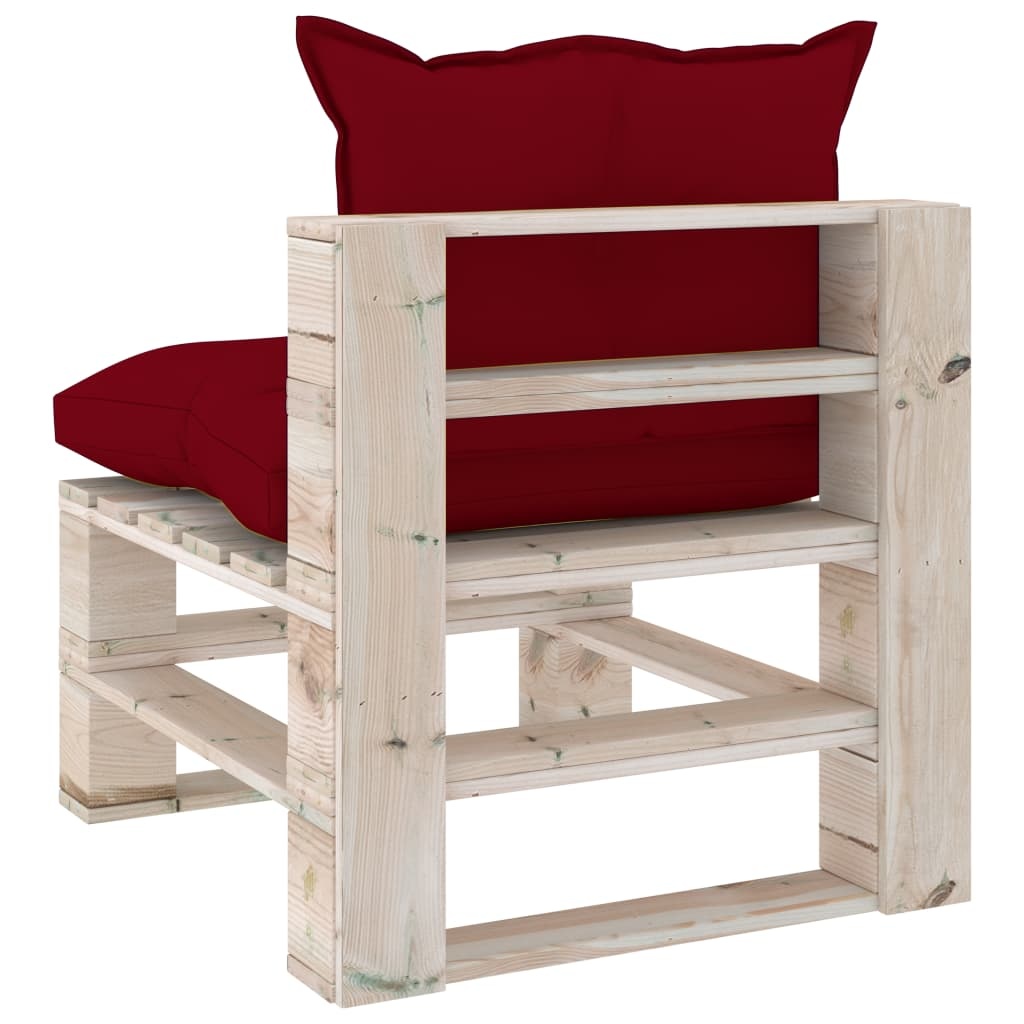 VidaXL Tuinmiddenbank met kussens pallet grenenhout
