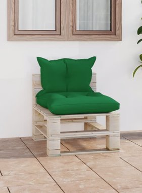 VidaXL Tuinmiddenbank met kussens pallet grenenhout