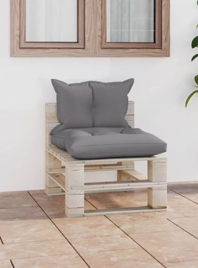 VidaXL Tuinmiddenbank met kussens pallet grenenhout