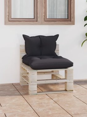 VidaXL Tuinmiddenbank met kussens pallet grenenhout