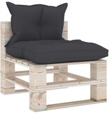 VidaXL Tuinmiddenbank met kussens pallet grenenhout