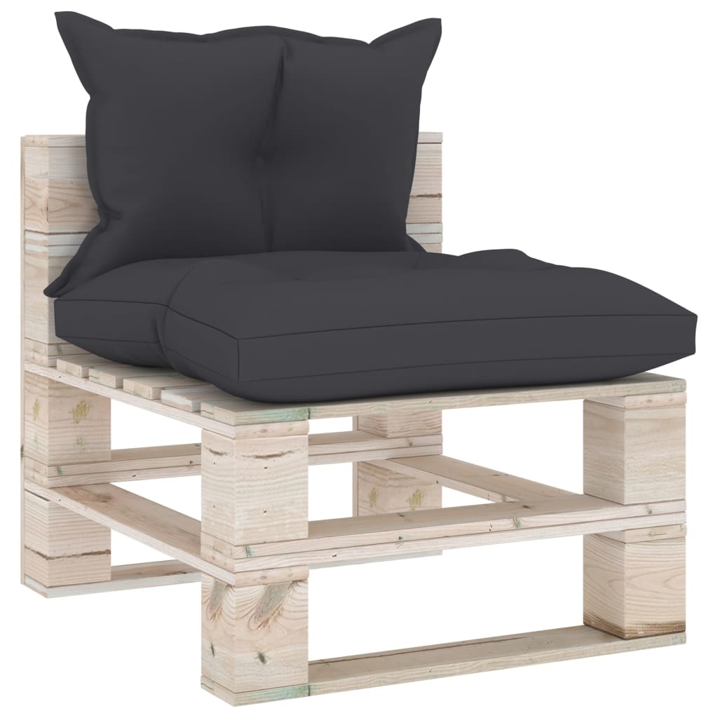 VidaXL Tuinmiddenbank met kussens pallet grenenhout