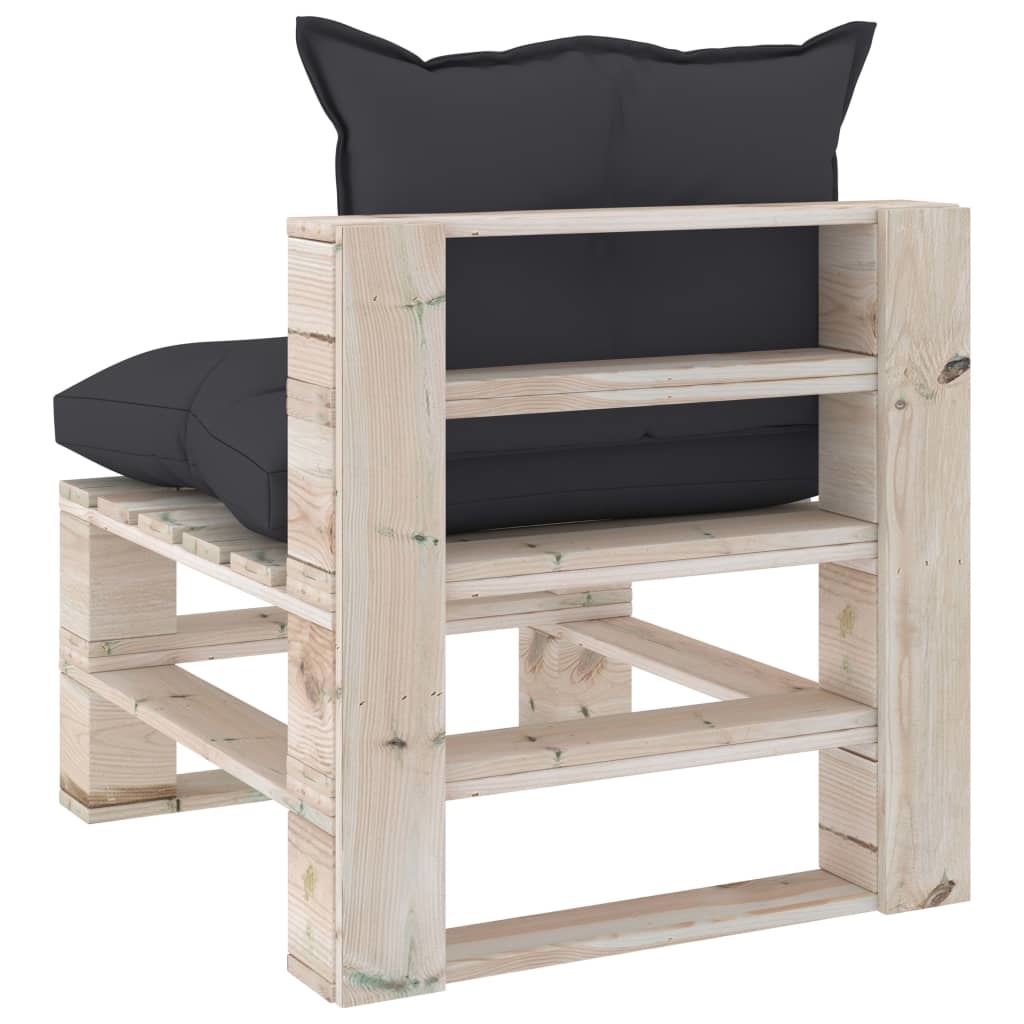 VidaXL Tuinmiddenbank met kussens pallet grenenhout
