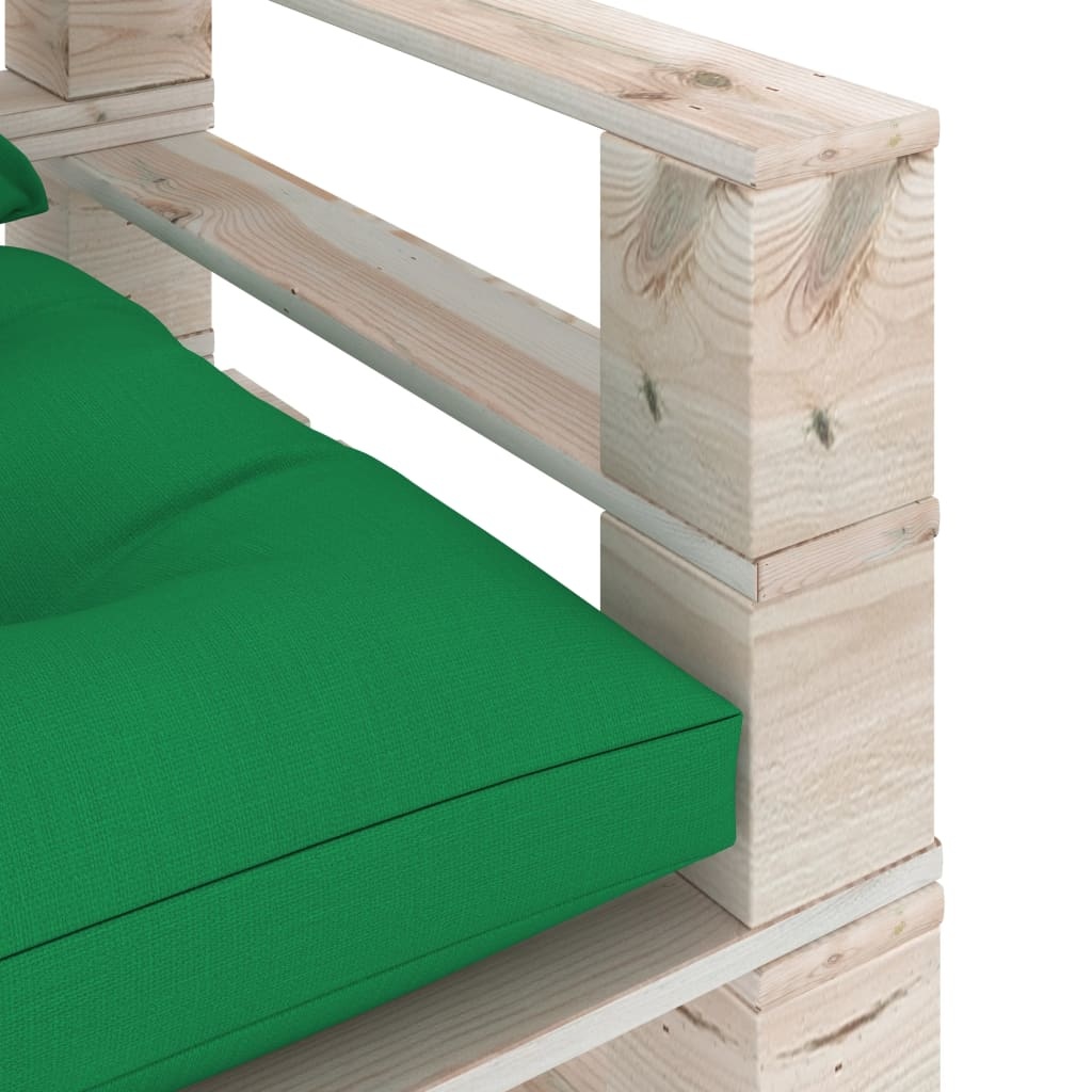VidaXL Tuinbank met groene kussens pallet grenenhout