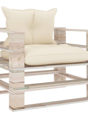 VidaXL Tuinbank met crèmekleurige kussens pallet grenenhout