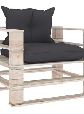 VidaXL Tuinbank met antracietkleurige kussens pallet grenenhout