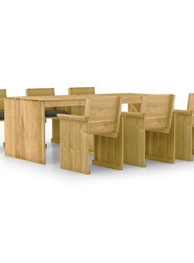 VidaXL 7-delige Tuinset met kussens geïmpregneerd grenenhout