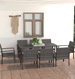VidaXL 9-delige Tuinset poly rattan grijs