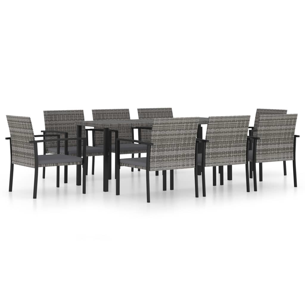 VidaXL 9-delige Tuinset poly rattan grijs