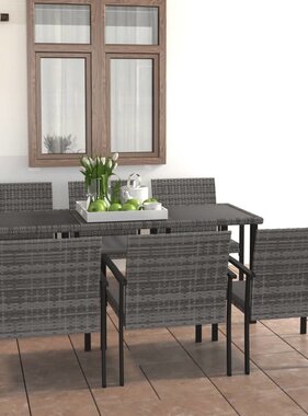VidaXL 7-delige Tuinset poly rattan grijs