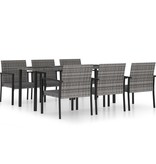 VidaXL 7-delige Tuinset poly rattan grijs