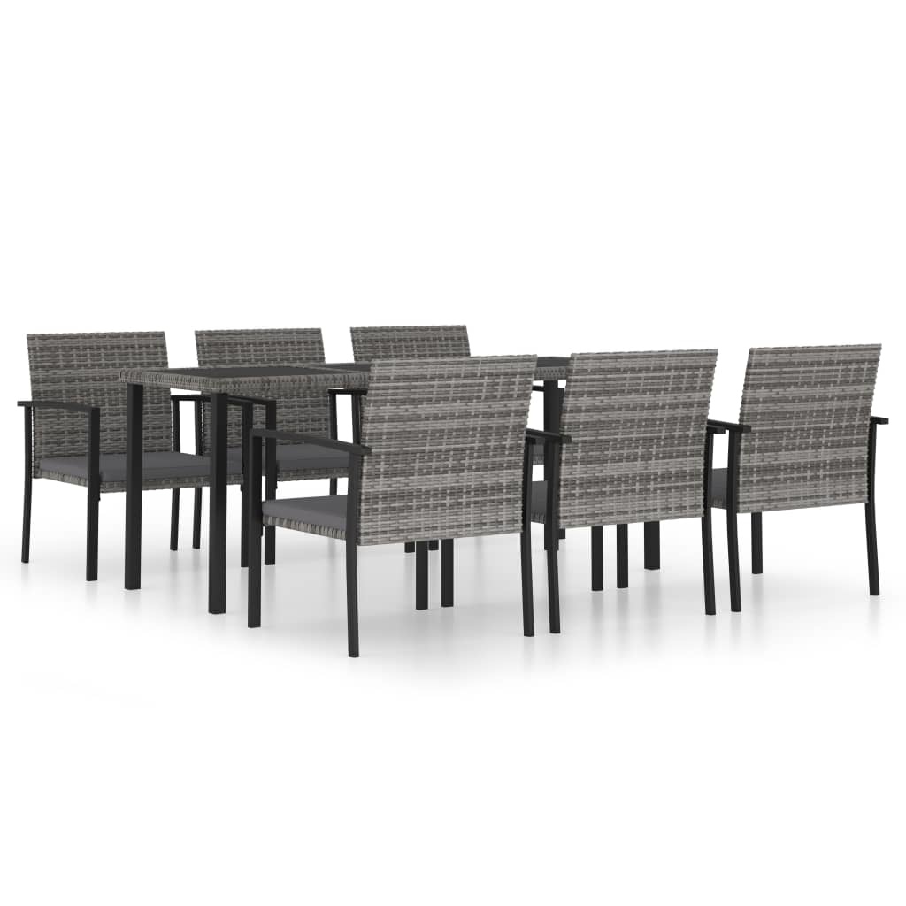 VidaXL 7-delige Tuinset poly rattan grijs