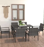 VidaXL 7-delige Tuinset poly rattan grijs