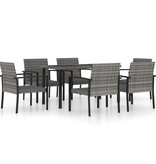 VidaXL 7-delige Tuinset poly rattan grijs