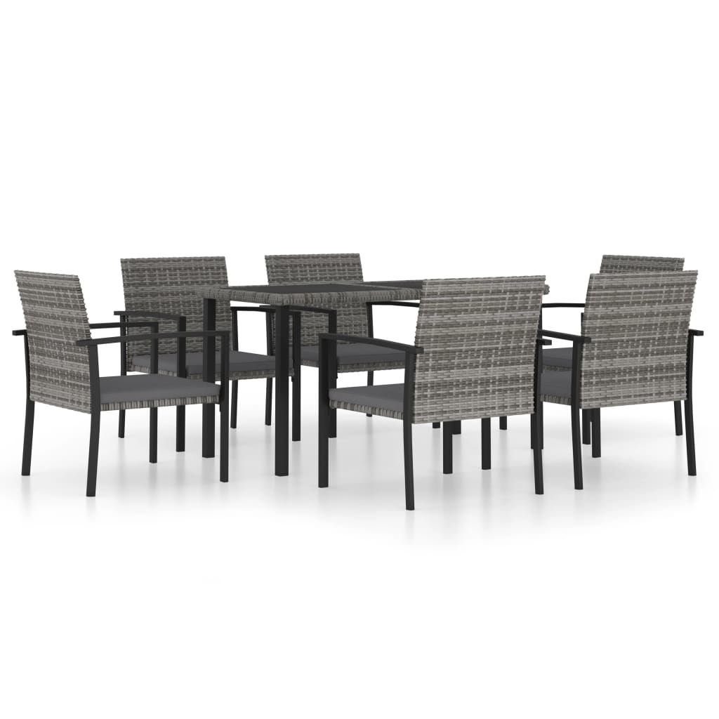 VidaXL 7-delige Tuinset poly rattan grijs