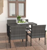 VidaXL 5-delige Tuinset poly rattan grijs