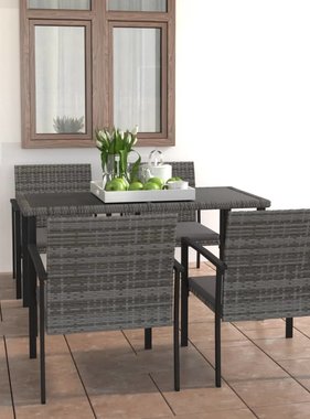 VidaXL 5-delige Tuinset poly rattan grijs