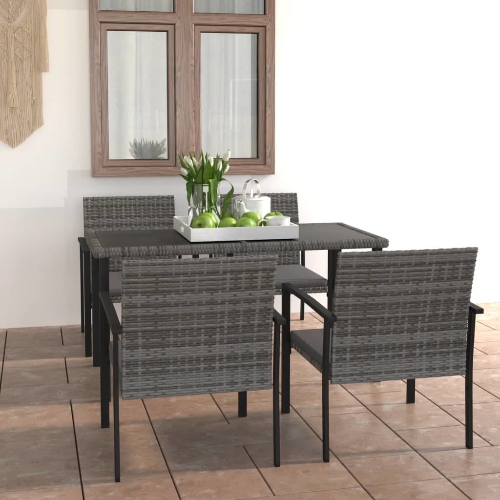 VidaXL 5-delige Tuinset poly rattan grijs