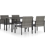 VidaXL 5-delige Tuinset poly rattan grijs