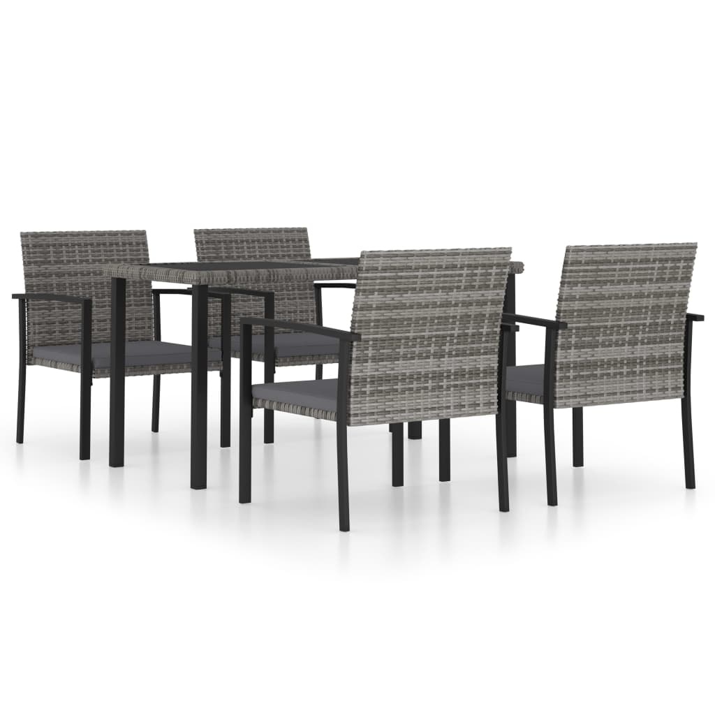 VidaXL 5-delige Tuinset poly rattan grijs