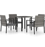 VidaXL 5-delige Tuinset poly rattan grijs