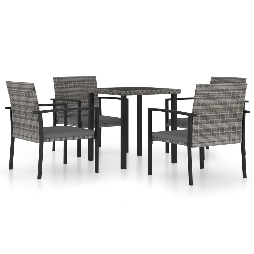 VidaXL 5-delige Tuinset poly rattan grijs