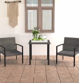 VidaXL 3-delige Tuinset poly rattan grijs