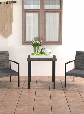VidaXL 3-delige Tuinset poly rattan grijs