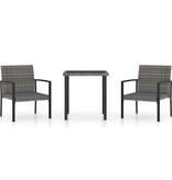 VidaXL 3-delige Tuinset poly rattan grijs
