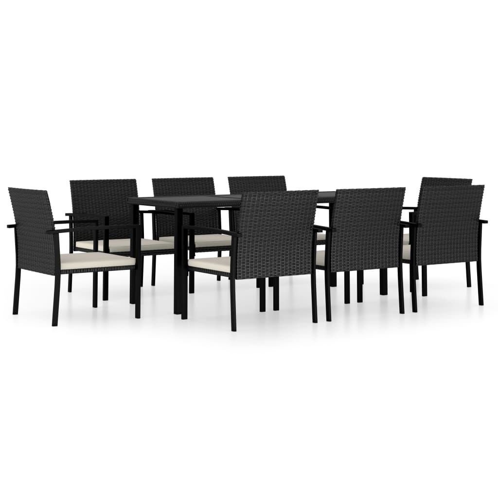 VidaXL 9-delige Tuinset poly rattan zwart