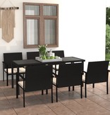 VidaXL 7-delige Tuinset poly rattan zwart