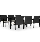 VidaXL 7-delige Tuinset poly rattan zwart