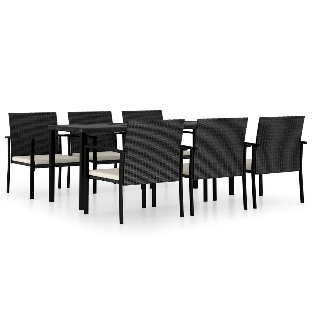 VidaXL 7-delige Tuinset poly rattan zwart