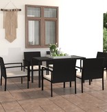 VidaXL 7-delige Tuinset poly rattan zwart