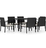 VidaXL 7-delige Tuinset poly rattan zwart