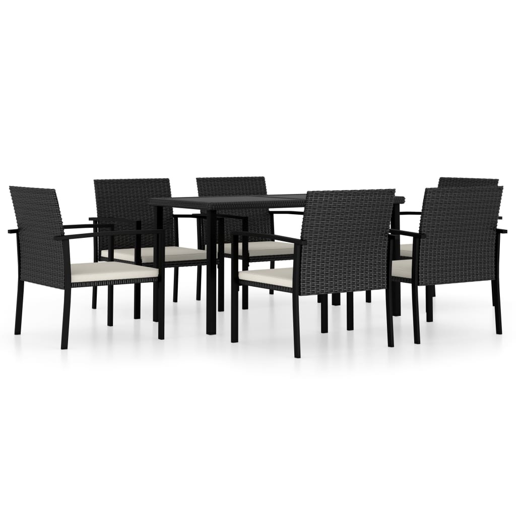 VidaXL 7-delige Tuinset poly rattan zwart