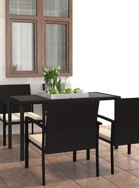 VidaXL 5-delige Tuinset poly rattan zwart