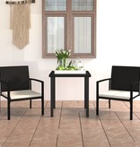 VidaXL 3-delige Tuinset poly rattan zwart