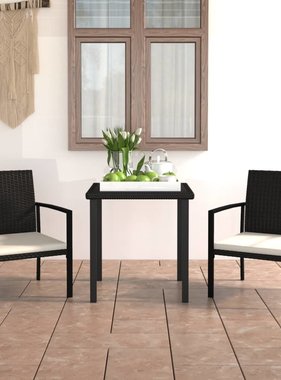 VidaXL 3-delige Tuinset poly rattan zwart