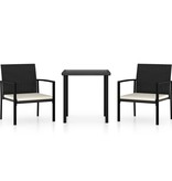 VidaXL 3-delige Tuinset poly rattan zwart