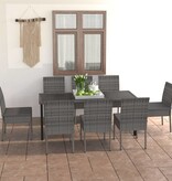 VidaXL 9-delige Tuinset poly rattan grijs